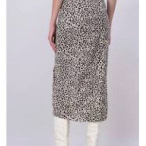 Tickled Teal Animal Leopart Print Midi Skirt Small